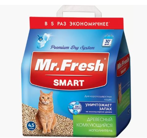 Mr.Fresh наполнитель  древесный, для короткошерстных кошек